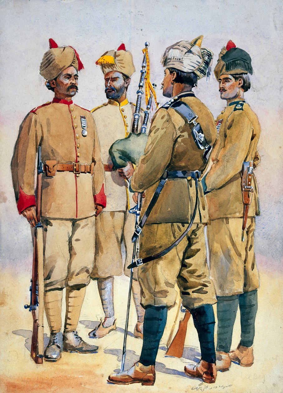 Soldiers of the Frontier Force, kuvitus "Armies of India" majuri G.F. MacMunn, julkaistu 1911, 1908 tekijältä Alfred Crowdy Lovett