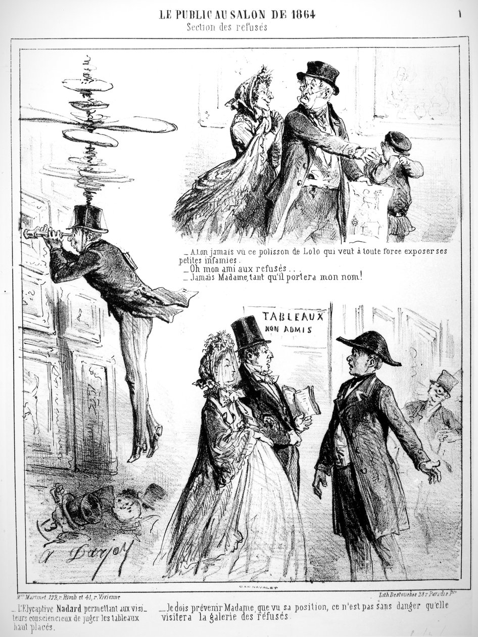 Karikatyyrit Salon des Refusesista vuodelta 1864 tekijältä Alfred Darjoy