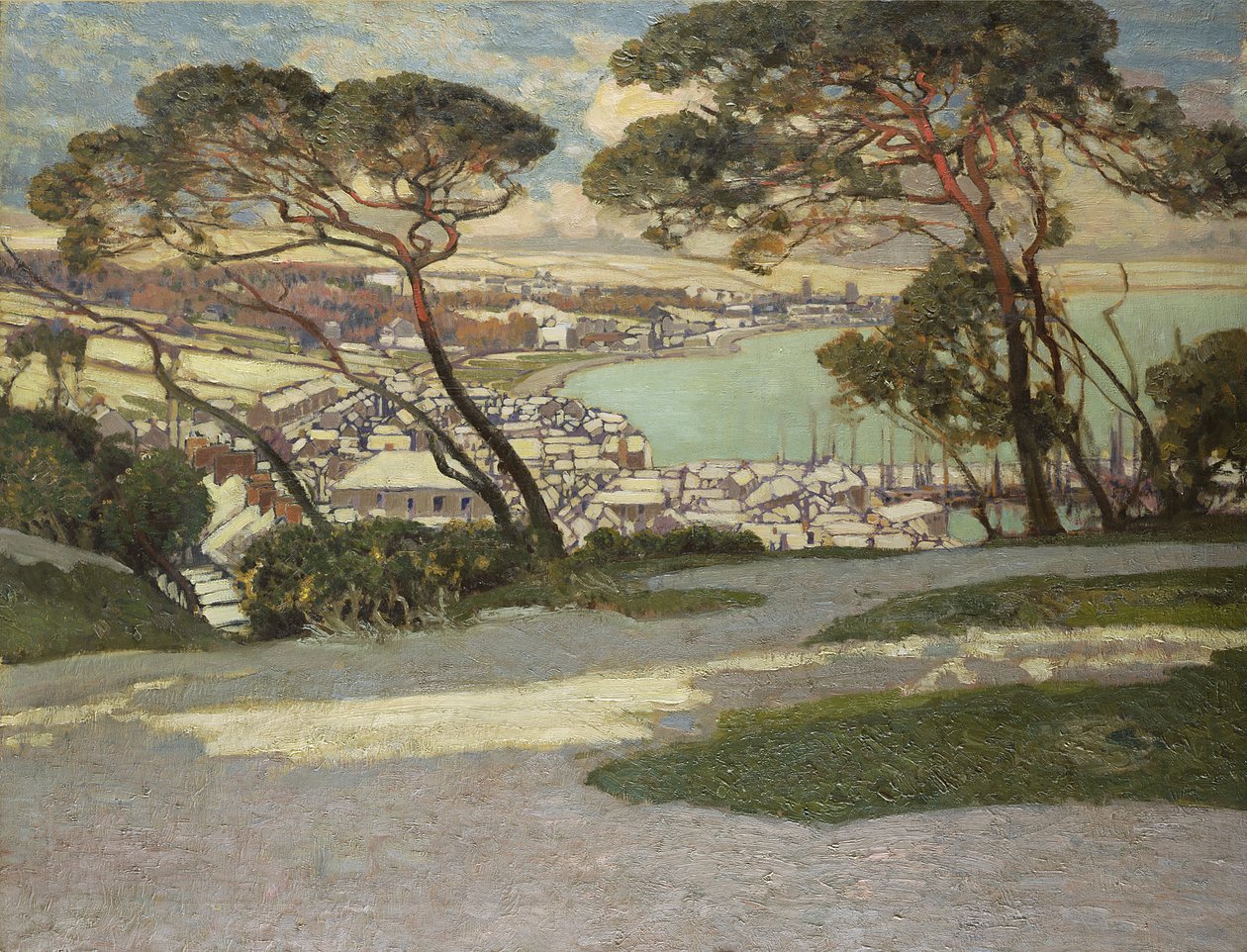 Newlyn, Penzance kaukana Geoffrey Garnierin puutarhasta tekijältä Alfred East