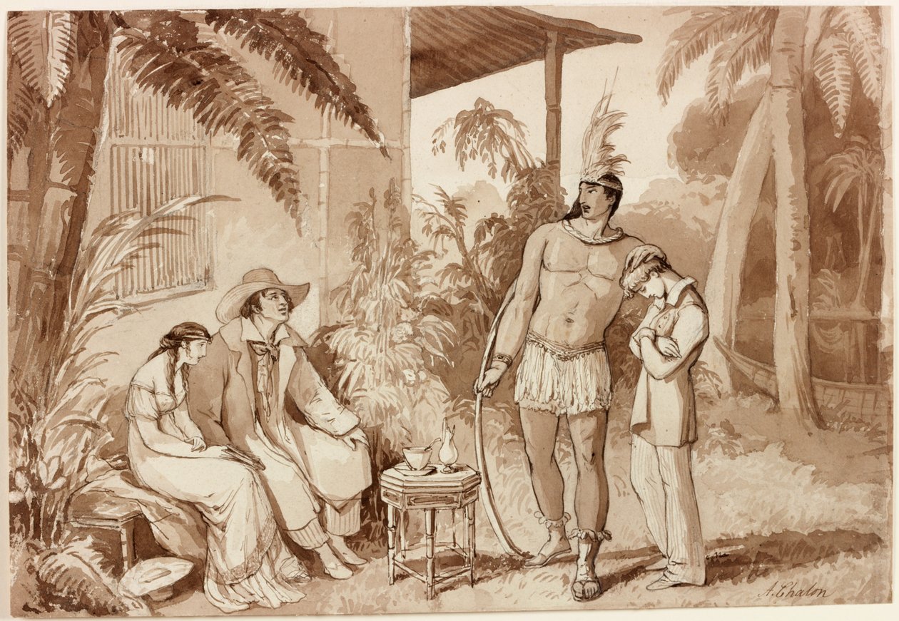 Chalon Sketching Society Composition, 1810 (muste paperille) tekijältä Alfred Edward Chalon