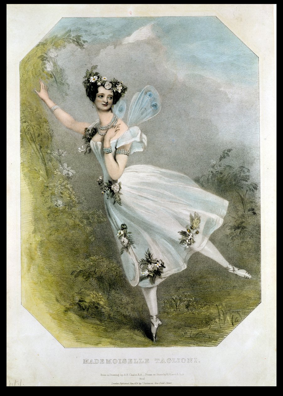 Marie Taglioni (1804-84) Cesare Bossin teoksessa "Flore et Zephire", n. 1830 tekijältä Alfred Edward Chalon