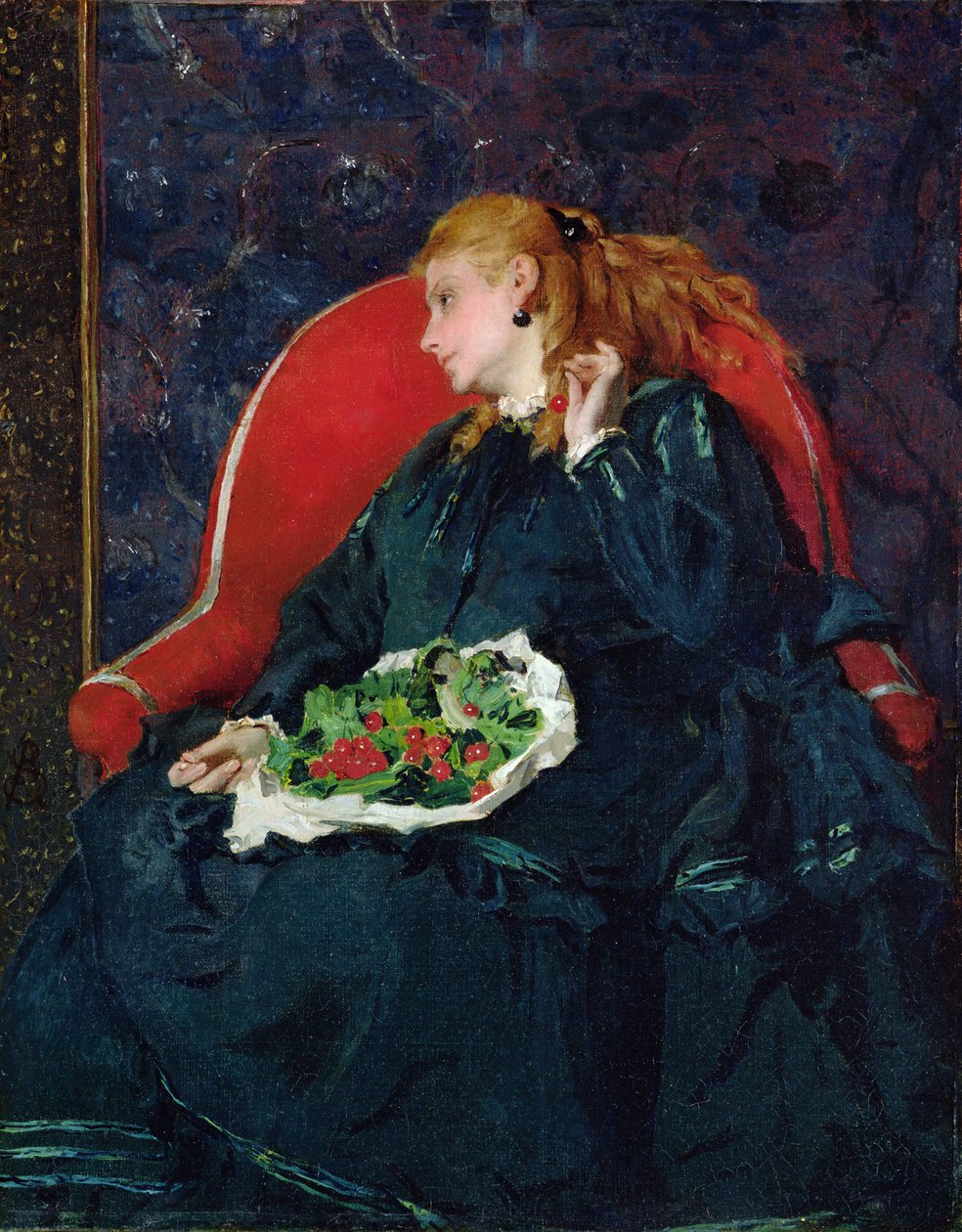 Nainen kirsikoiden kanssa tekijältä Alfred Emile Stevens