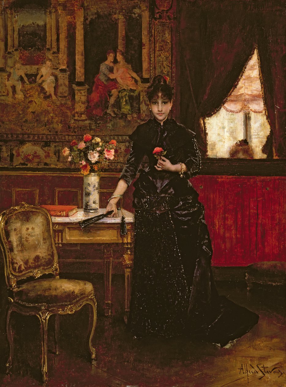 Nainen neilikan kanssa tekijältä Alfred Emile Stevens