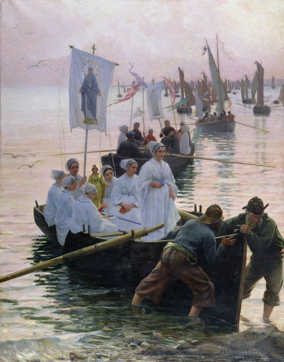 Pyhän Annan kulkueen saapuminen Fouesnantista Concarneauhun, 1887. tekijältä Alfred Guillou