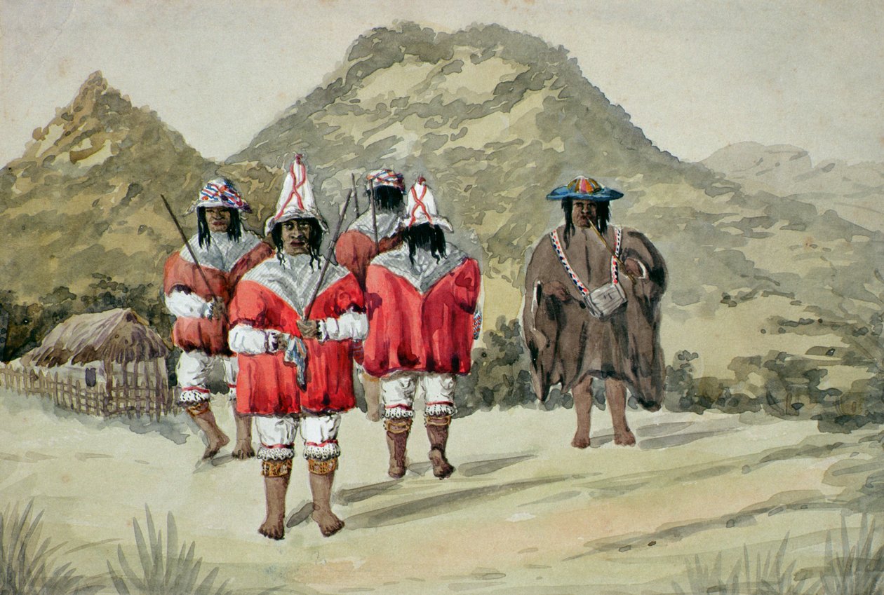 Dancing Indios, n.1875 (wc paperilla) tekijältä Alfred Gustin