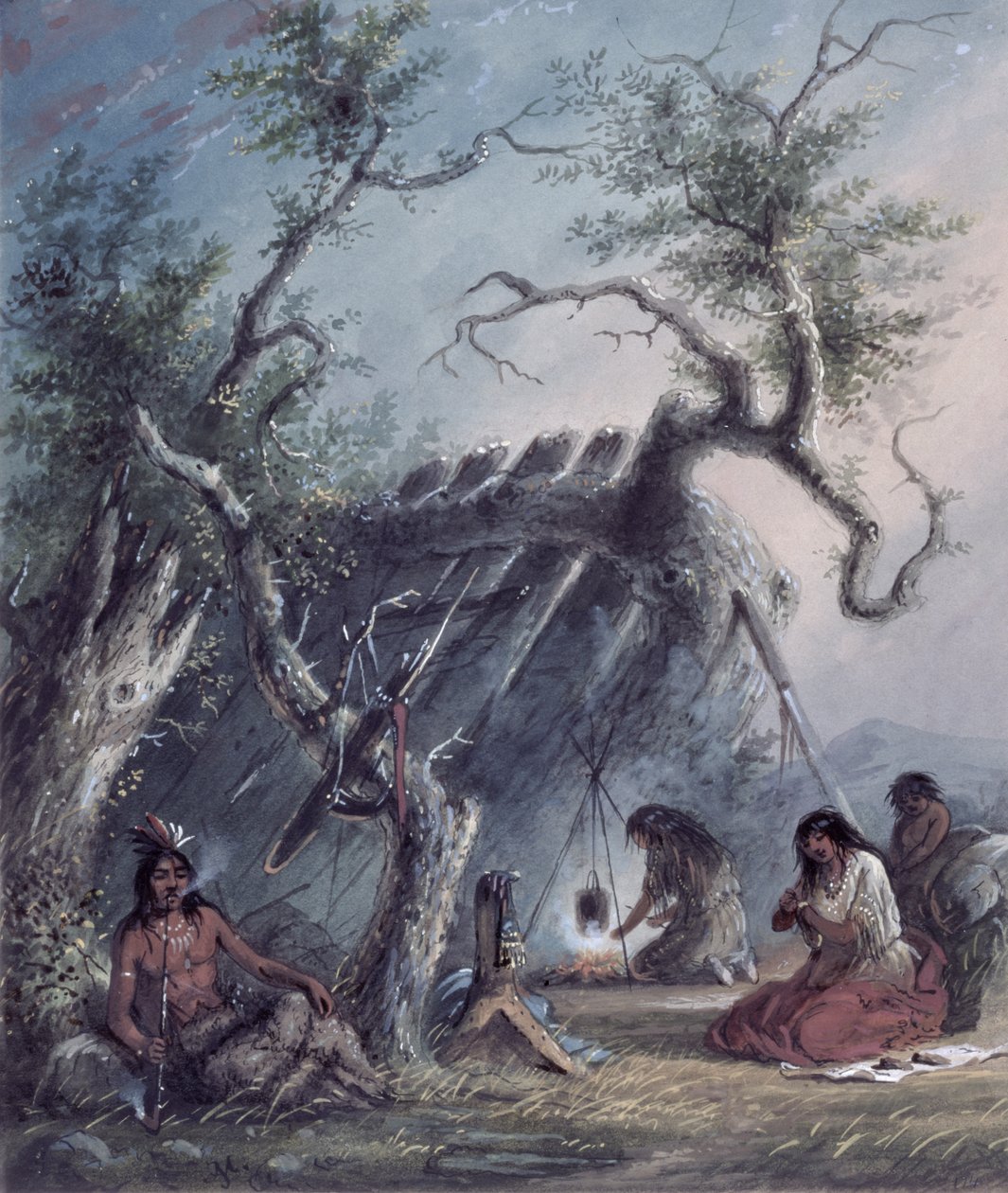 Indian Lodge, 1837 tekijältä Alfred Jacob Miller