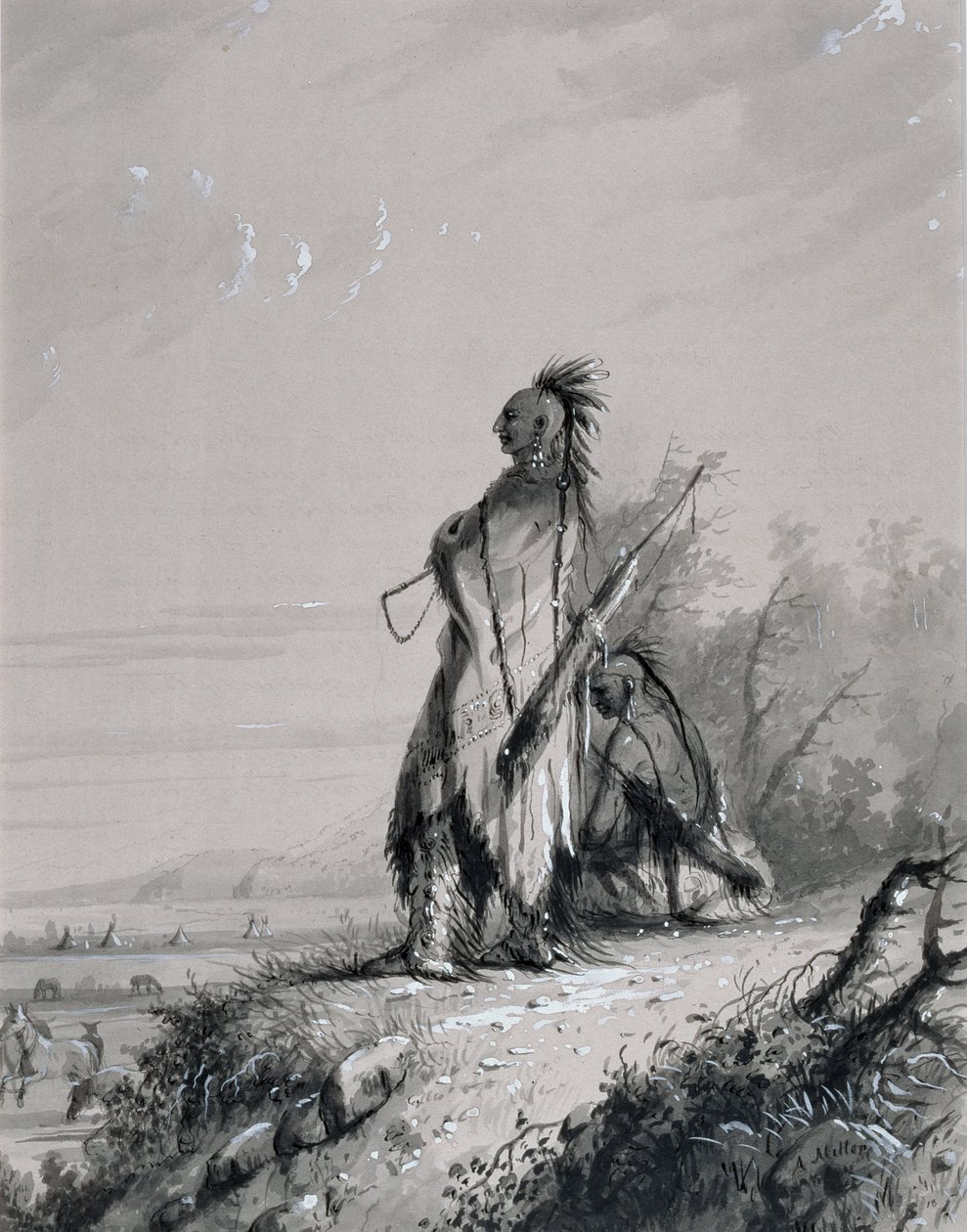 Sioux-intiaanikaarti tekijältä Alfred Jacob Miller