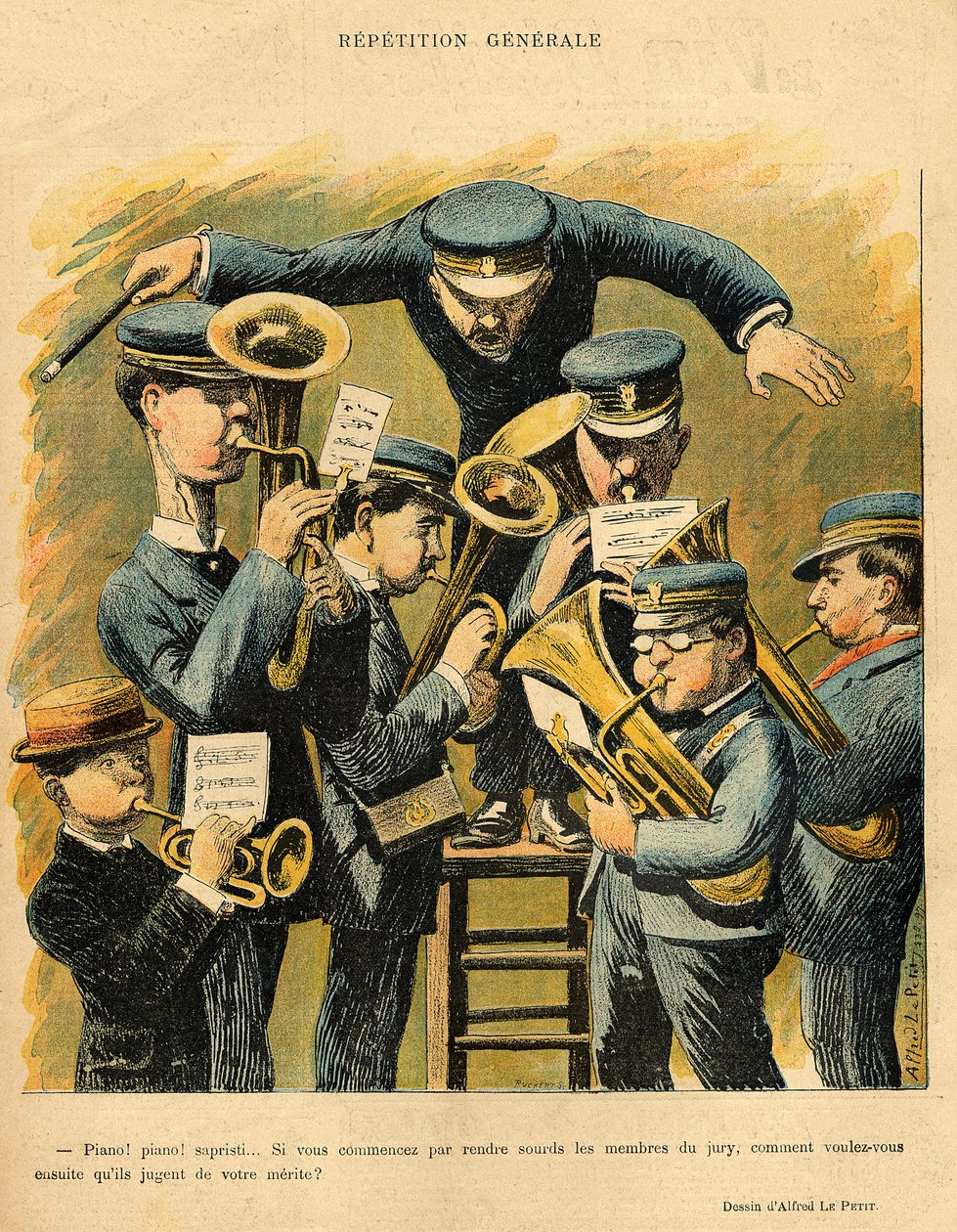 Bändiharjoitus, Le Riren takakannessa, 16. huhtikuuta 1898 tekijältä Alfred Le Petit