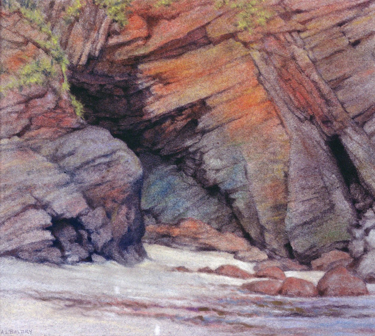 Rocks at Cadgwith, Cornwall, 1924 (pastelli) tekijältä Alfred Lys Baldry