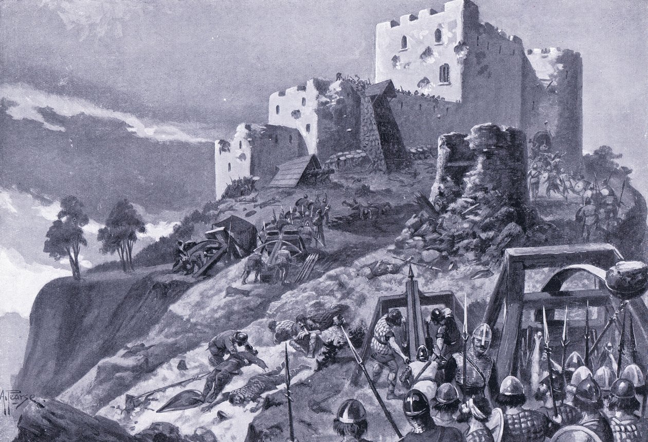 Walesin hyökkäys Montgomeryn linnaan AD1095, 1920-luku tekijältä Alfred Pearse
