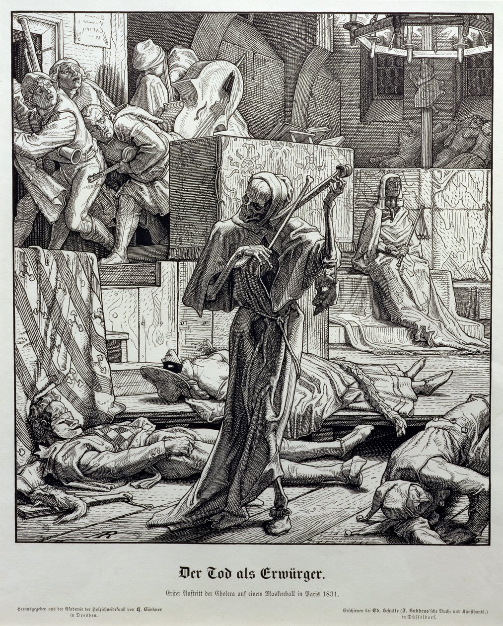 Death as Assassin, 1851 (puukaiverrus) tekijältä Alfred Rethel