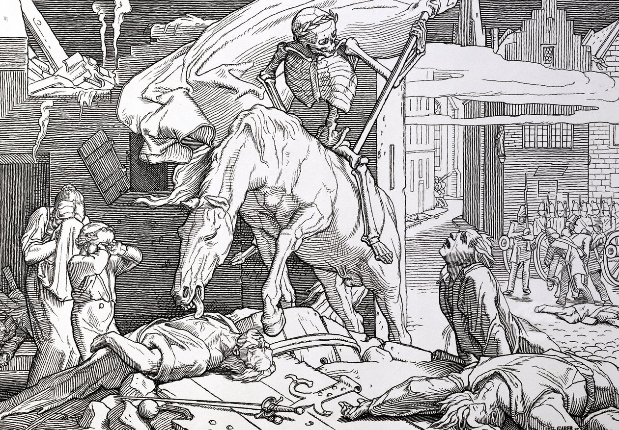 Kuolema voittajana, Georg Wigandin Leipzigissä vuonna 1849 julkaisemasta teoksesta Another Dance of Death tekijältä Alfred Rethel
