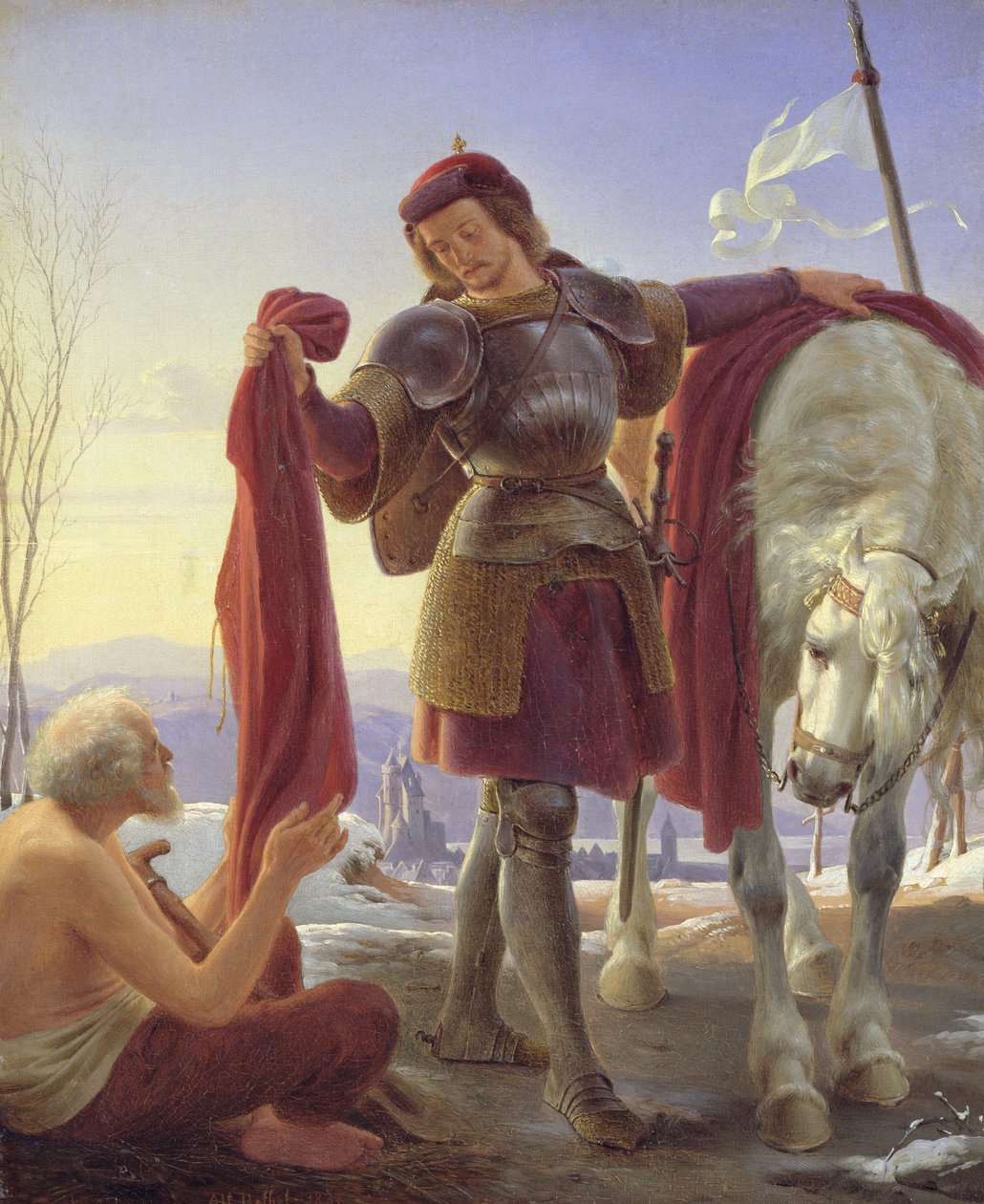 Pyhä Martinus ja kerjäläinen, 1836 tekijältä Alfred Rethel