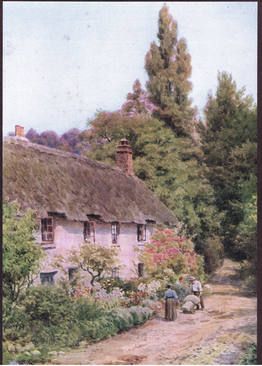 Cottages at Dunster, Somerset, julkaisusta The Cottages and the Village Life of Rural England, Dent & Sons Limited, 1912. tekijältä Alfred Robert Quinton