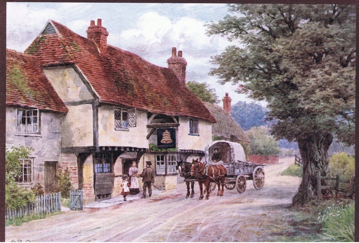The Bell Inn, Waltham St Lawrence, julkaisusta The Cottages and the Village Life of Rural England, Dent & Sons Limited, 1912. tekijältä Alfred Robert Quinton