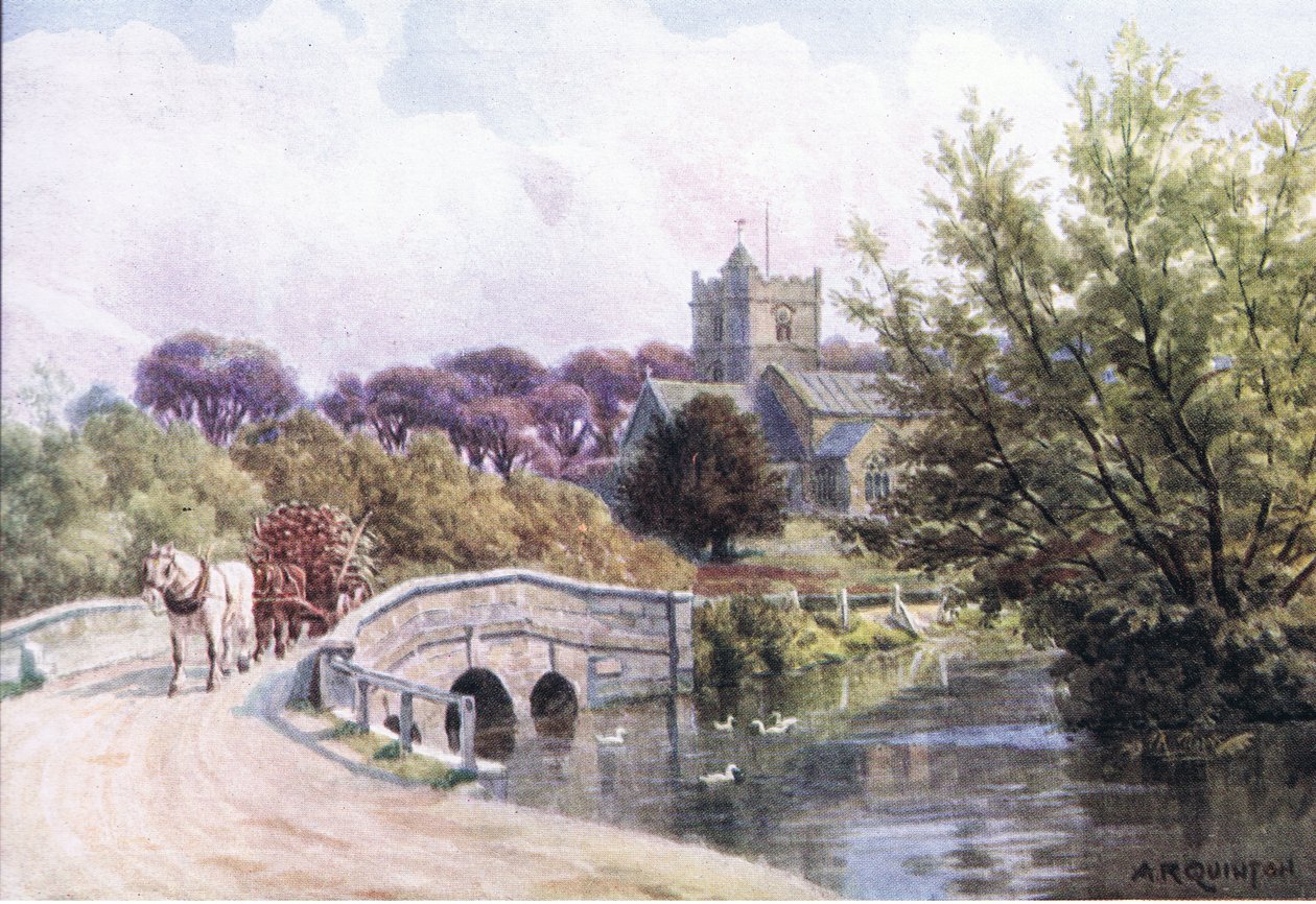 The Bridge, Coombe Bissett, Nr Salisbury, julkaisusta The Cottages and the Village Life of Rural England, Dent & Sons Limited, 1912. tekijältä Alfred Robert Quinton