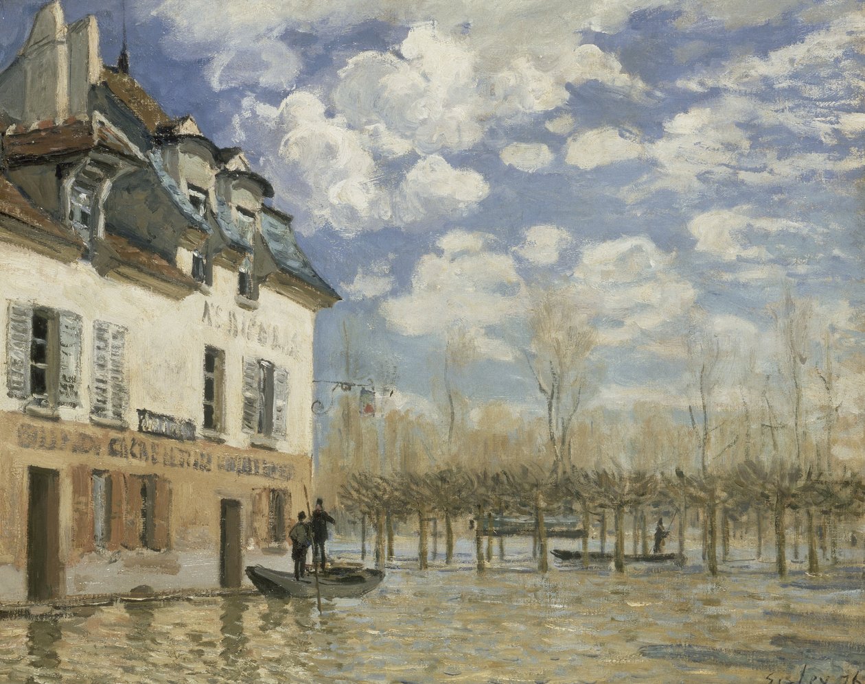 Vene tulvassa Port Marlyssä tekijältä Alfred Sisley