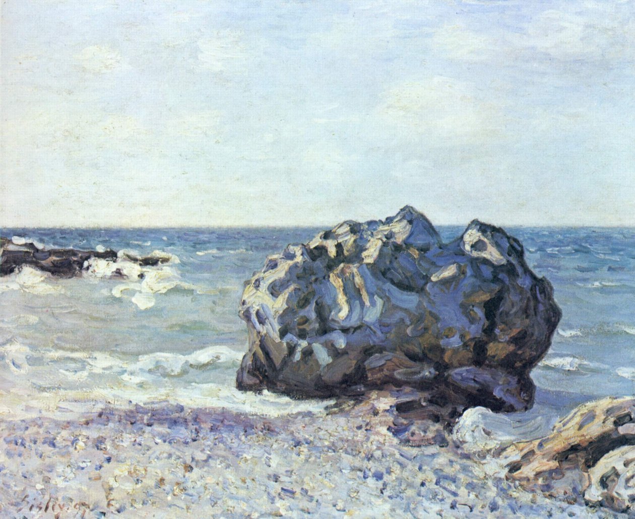 Bucht von Langland mit Felsen tekijältä Alfred Sisley
