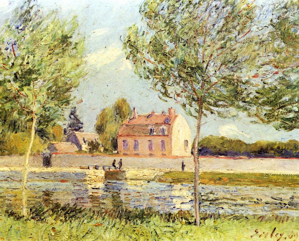 Häuser am Ufer der Loing tekijältä Alfred Sisley