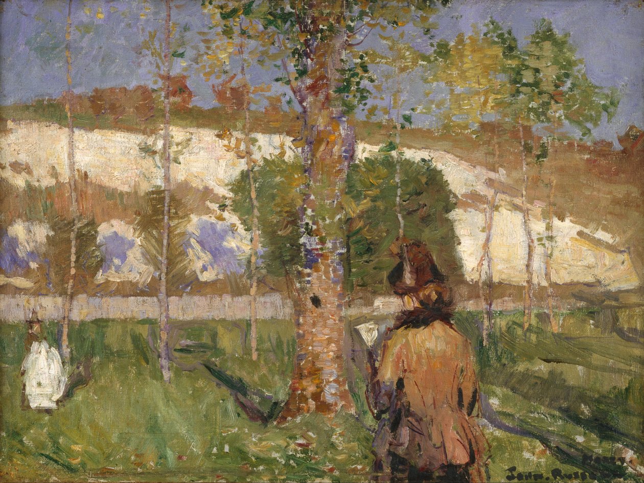 Madame Sisley Loingin rannalla Moretissa tekijältä Alfred Sisley