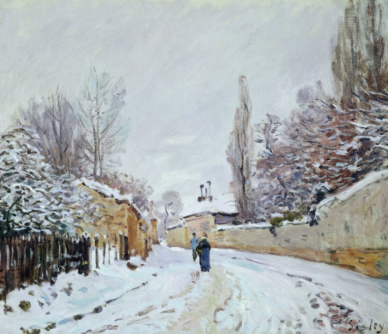 Road Under Snow, lähellä Louveciennesiä, 1876 tekijältä Alfred Sisley