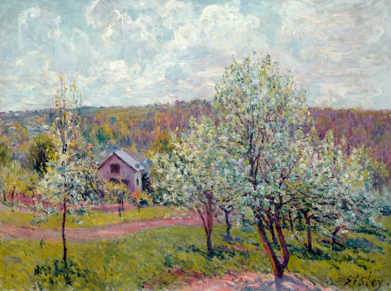 Kevät Pariisin ympäristössä, Apple Blossom, 1879 tekijältä Alfred Sisley