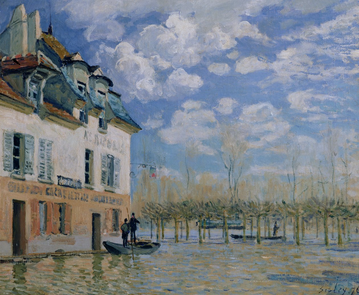 The Boat in the Flood, Port-Marly, 1876 tekijältä Alfred Sisley
