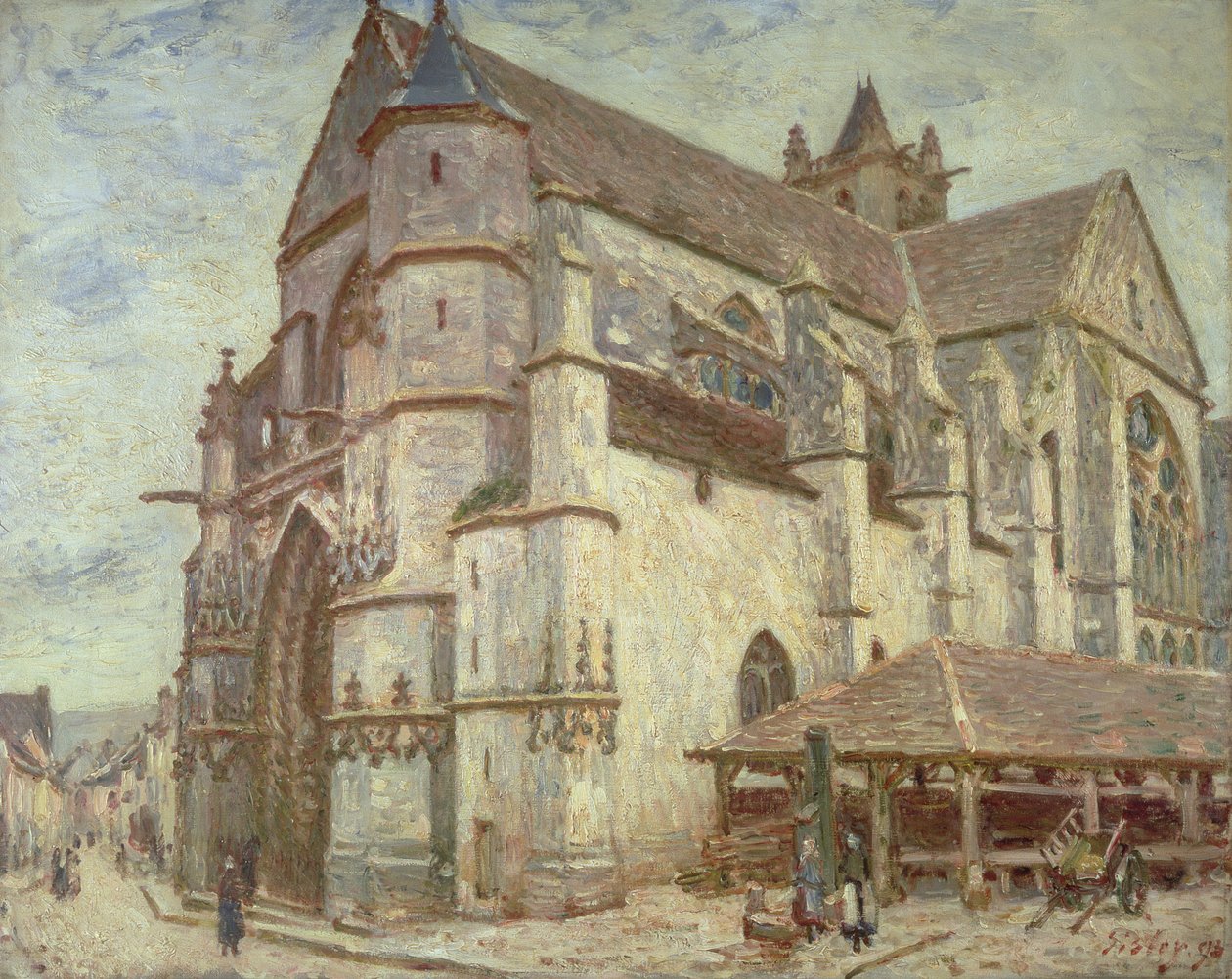 The Church at Moret, Frosty Weather, 1893 tekijältä Alfred Sisley