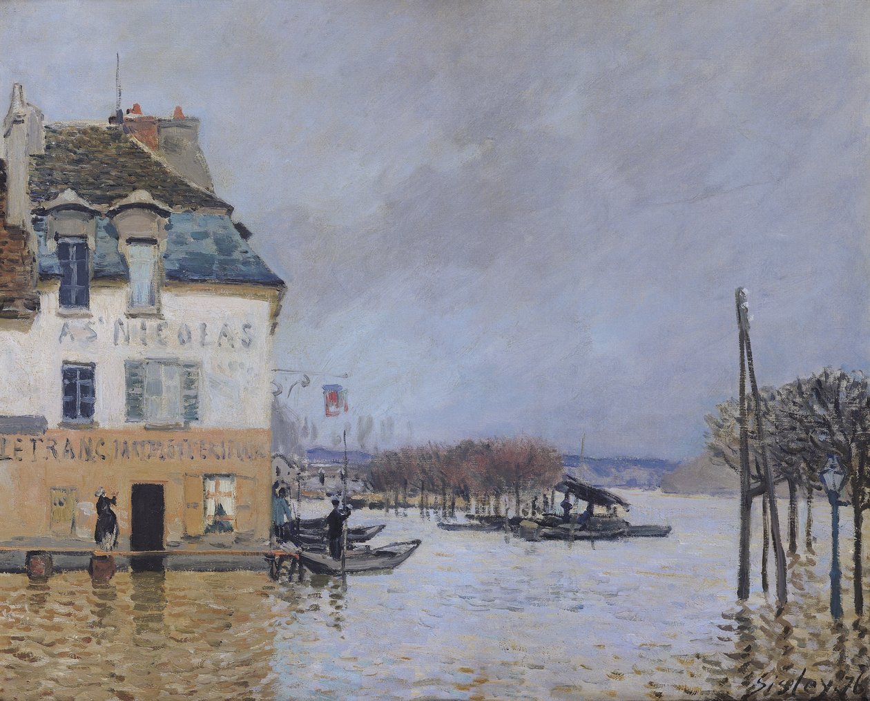 Tulva Port-Marlyssa, 1876 tekijältä Alfred Sisley