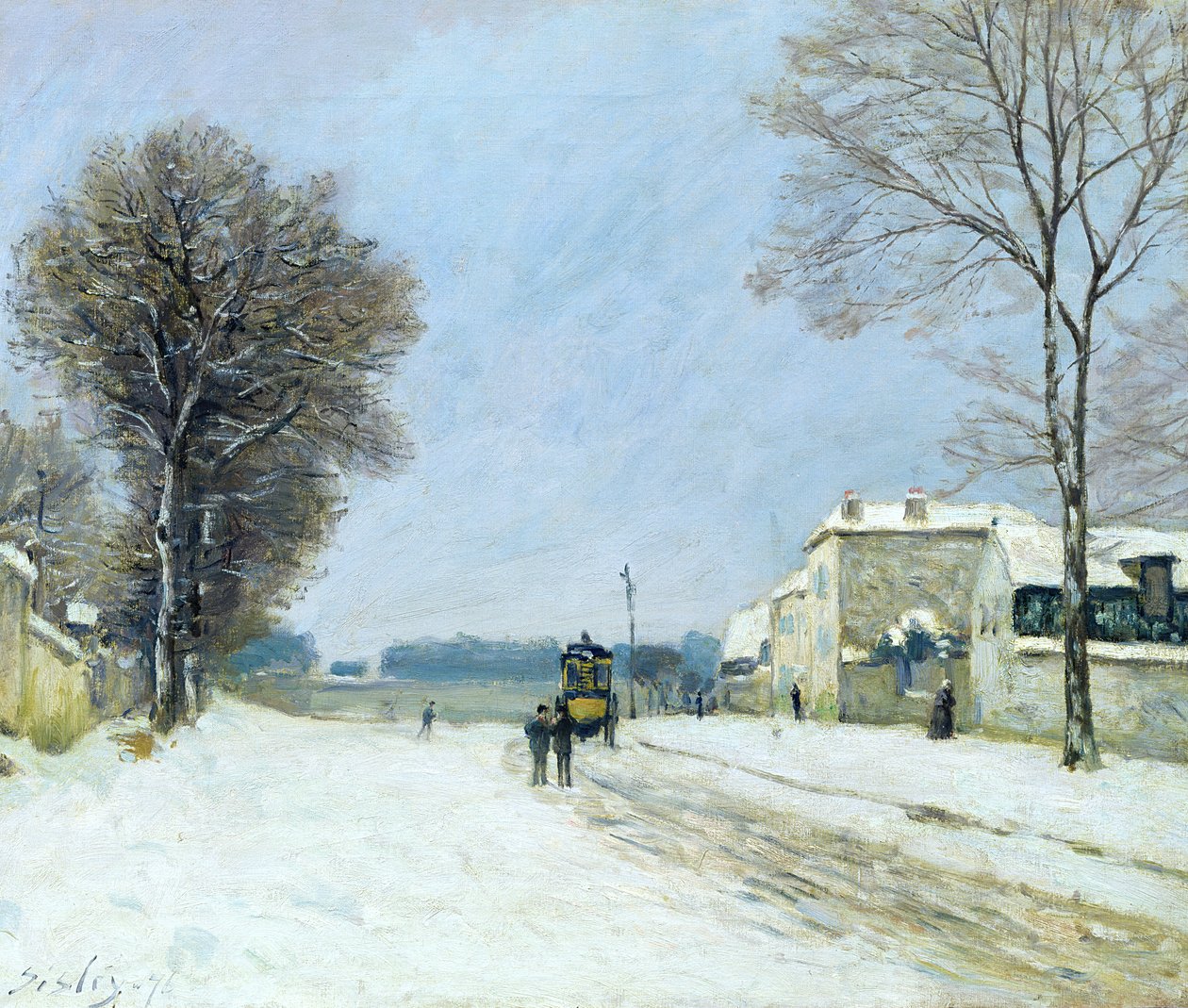 Talvi, lumiefekti, 1876 tekijältä Alfred Sisley