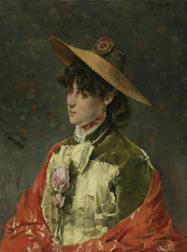 Femme au chapeau de paille tekijältä Alfred Emile Stevens