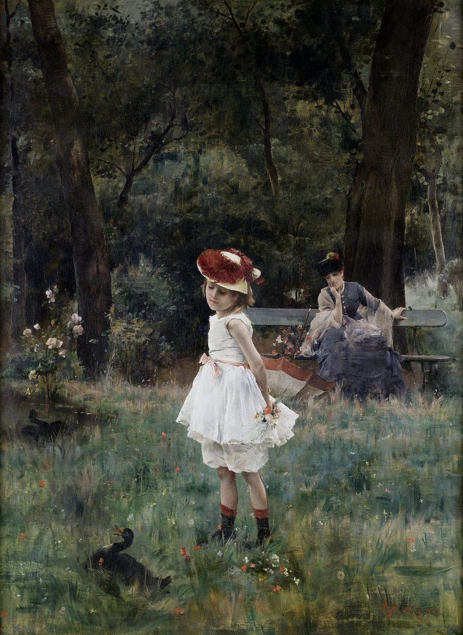 La Fillette aux canards tekijältä Alfred Emile Stevens