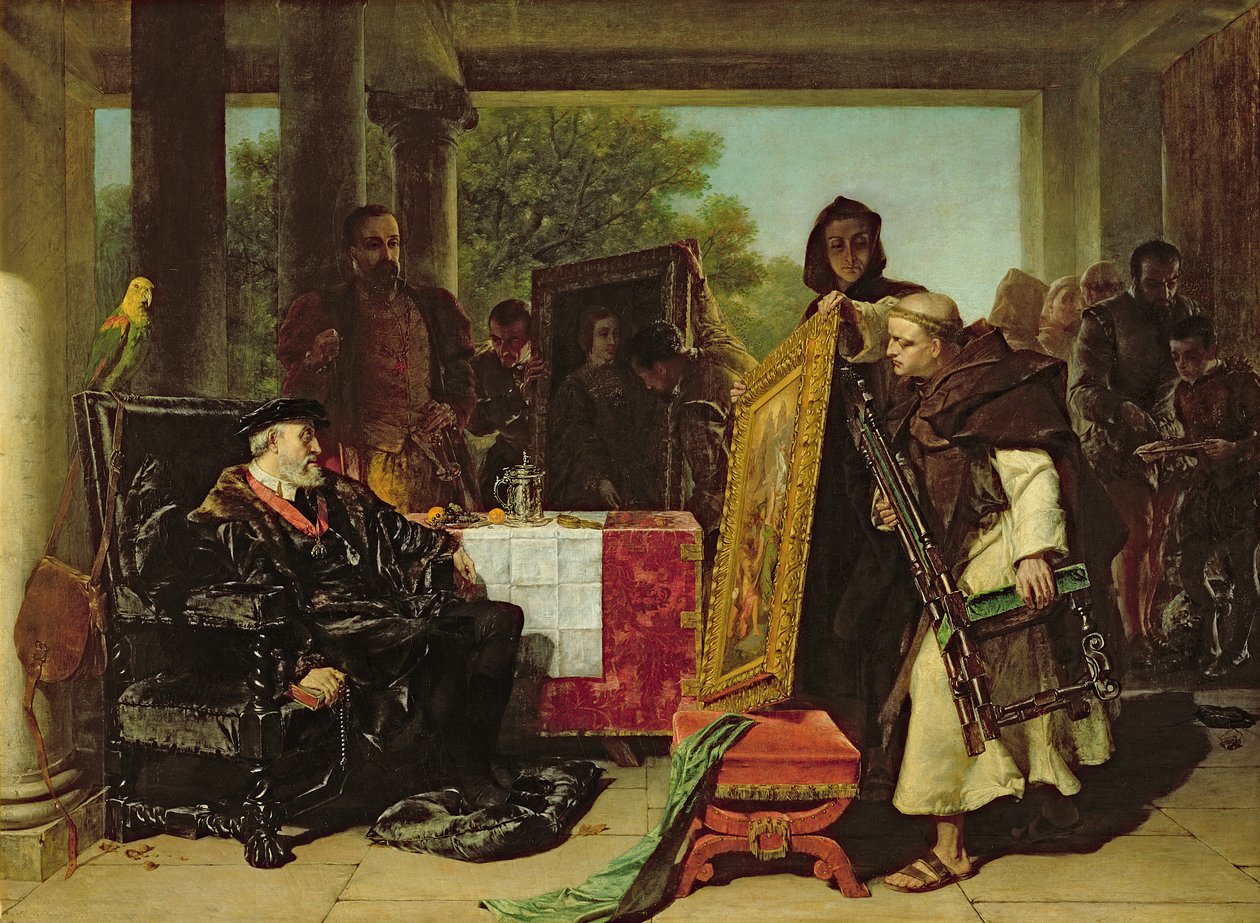 Keisari Kaarle V (1500-58) Yusteen luostarissa 1856 tekijältä Alfred W. Elmore