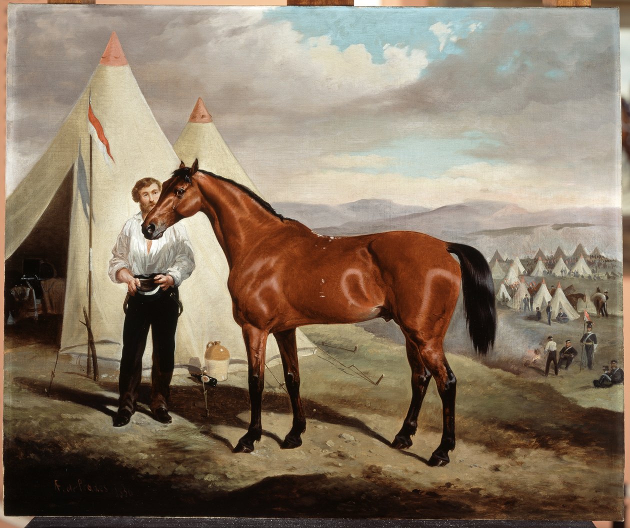 Sir Briggs, 17. Lancersin lordi Tredegarin (1831-1913) hevonen, leirillä Krimillä 1854, 1856 tekijältä Alfred de Prades