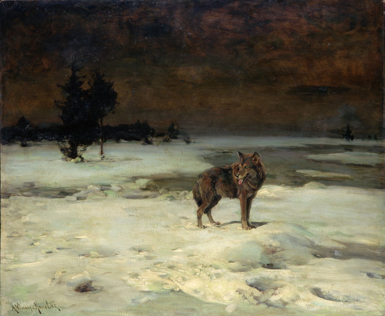 Vapaana ja yksin, noin 1900 tekijältä Alfred von Wierusz Kowalski