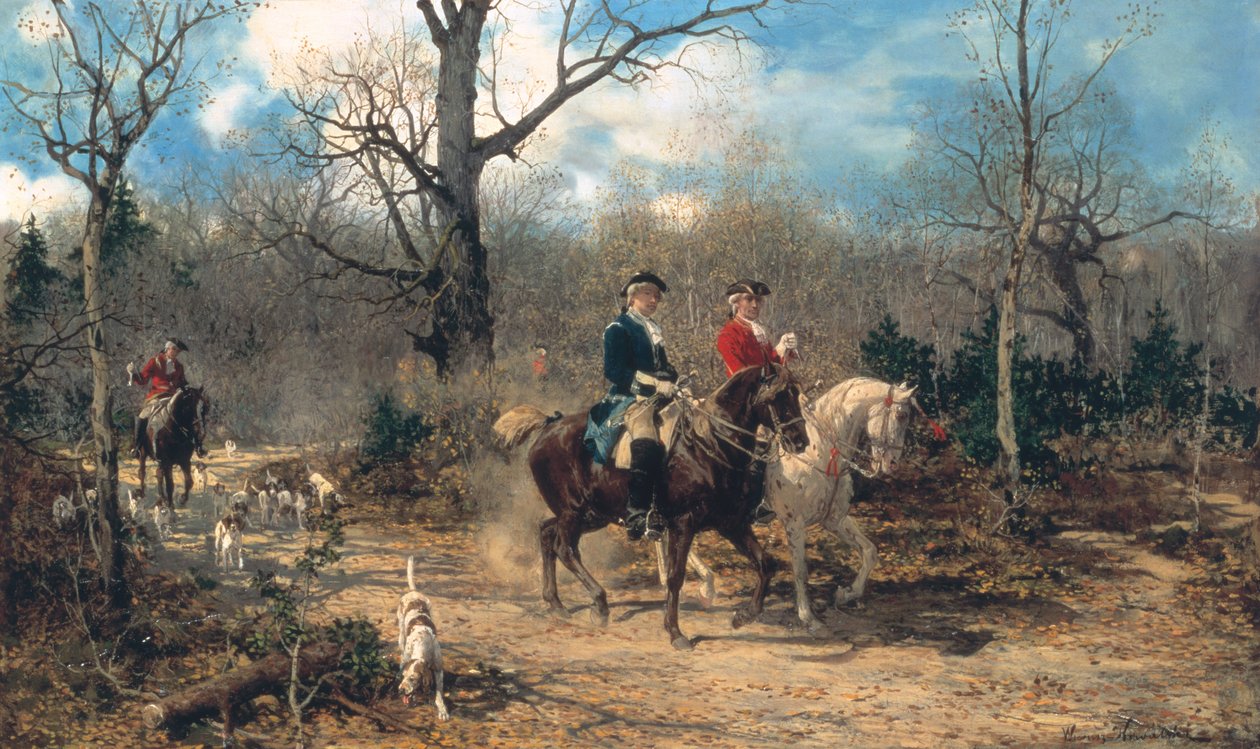 Syysratsastus, n.1875-80 tekijältä Alfred von Wierusz Kowalski