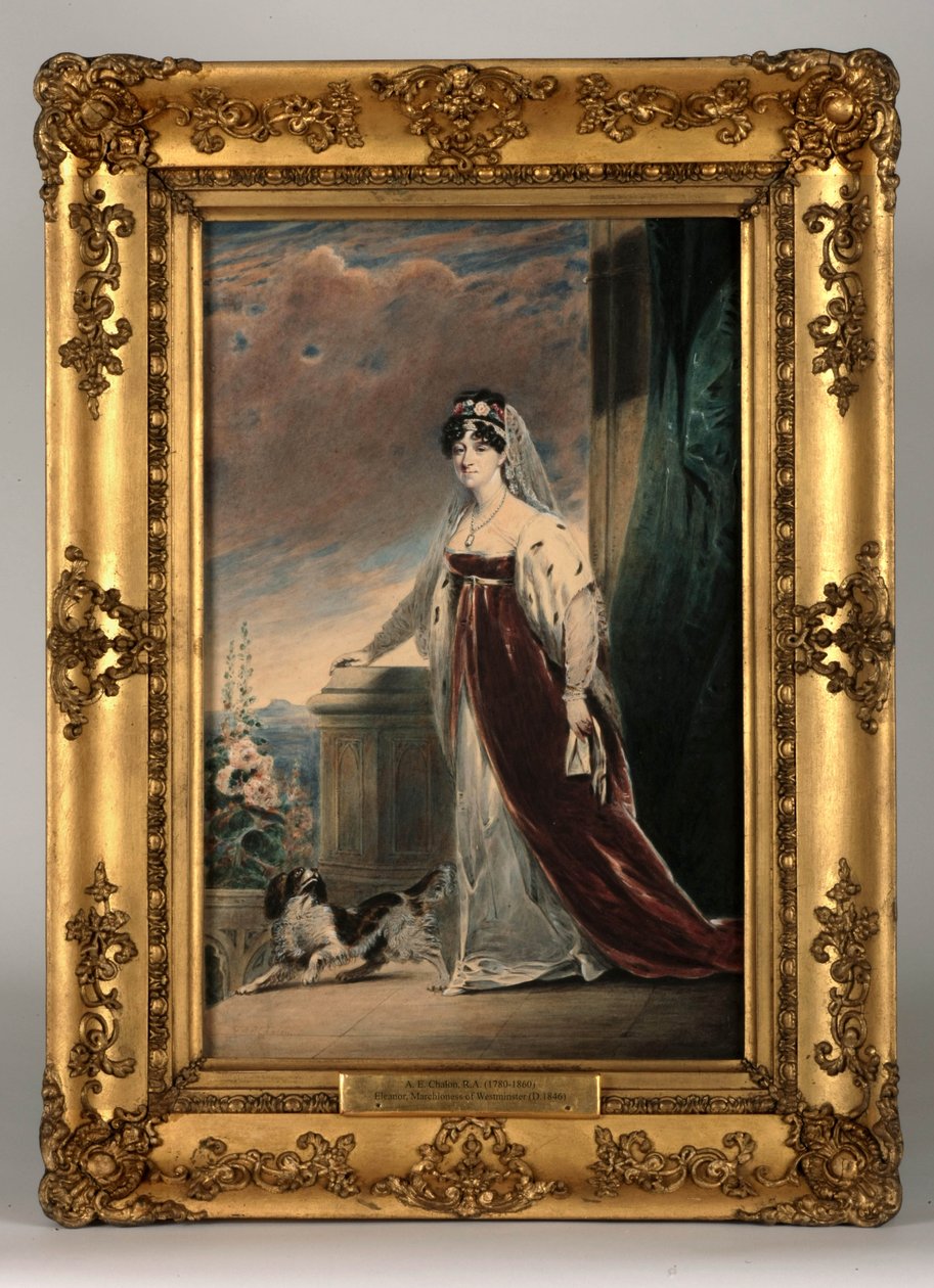 Lady Eleanor Egertonin muotokuva, n. 1820 (wc ja vartaloväri paperilla) (katso pari numerosta 328879) tekijältä Alfred Edward Chalon