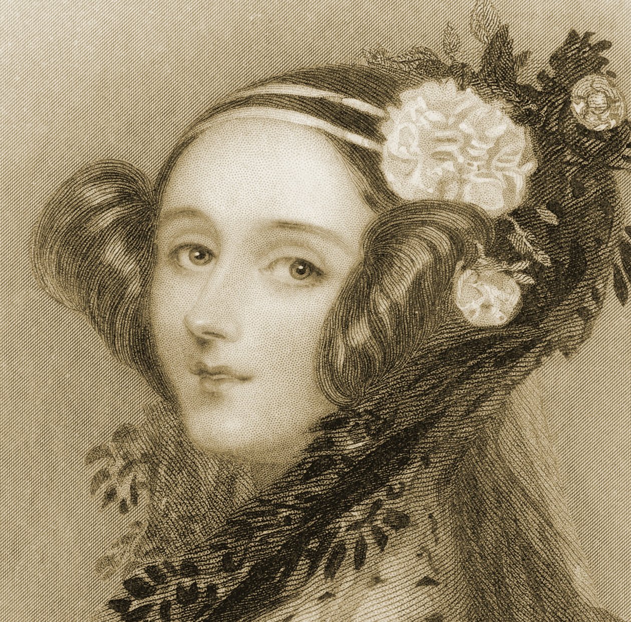 Seepiamuotokuva Augusta Ada Kingistä (1815 - 1852), Lovelacen kreivitärestä. tekijältä Alfred Edward Chalon