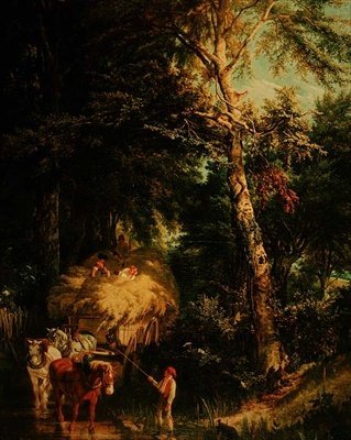 Crossing the Brook (öljy kankaalle) tekijältä Alfred Edward Chalon