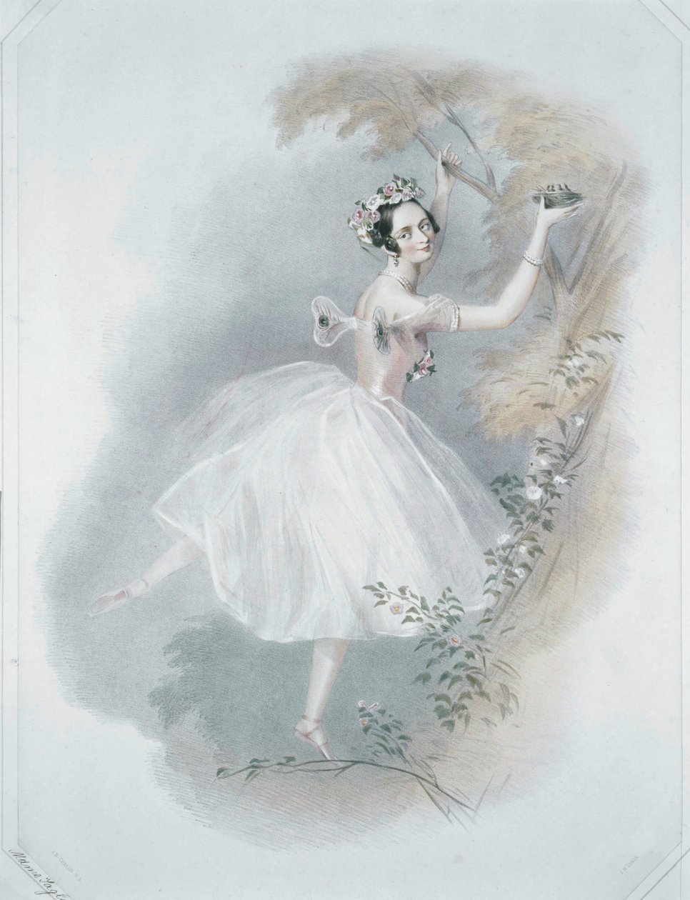 Marie Taglioni, kuuluisin ballerina ... (värillinen painokuva) tekijältä Alfred Edward Chalon