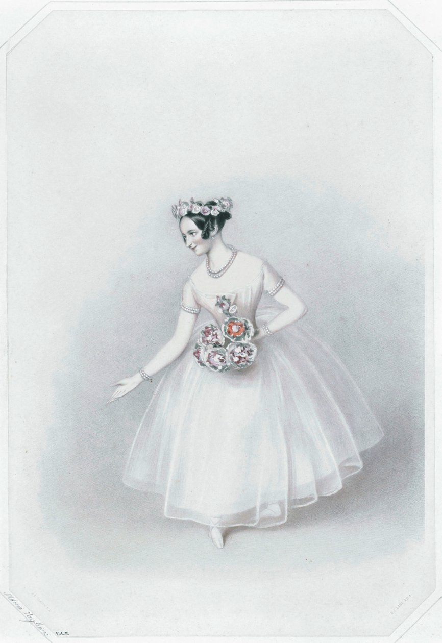 Marie Taglioni, kuuluisin ballerina ... (värillinen painokuva) tekijältä Alfred Edward Chalon