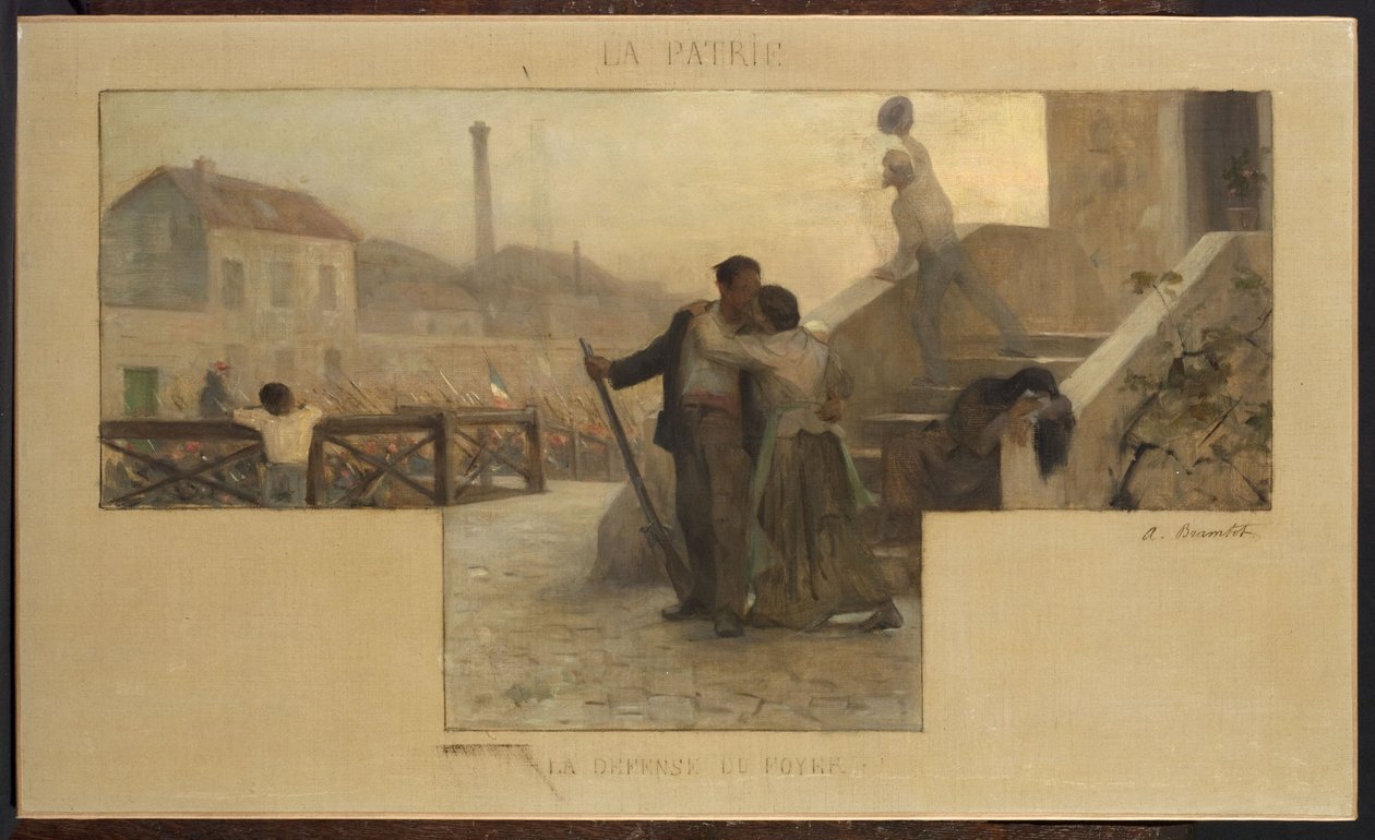 Arcueil-Cachanin kaupungintalon vihkisalin luonnos: La Patrie - la défense du foyer. tekijältä Alfred Henri Bramtot