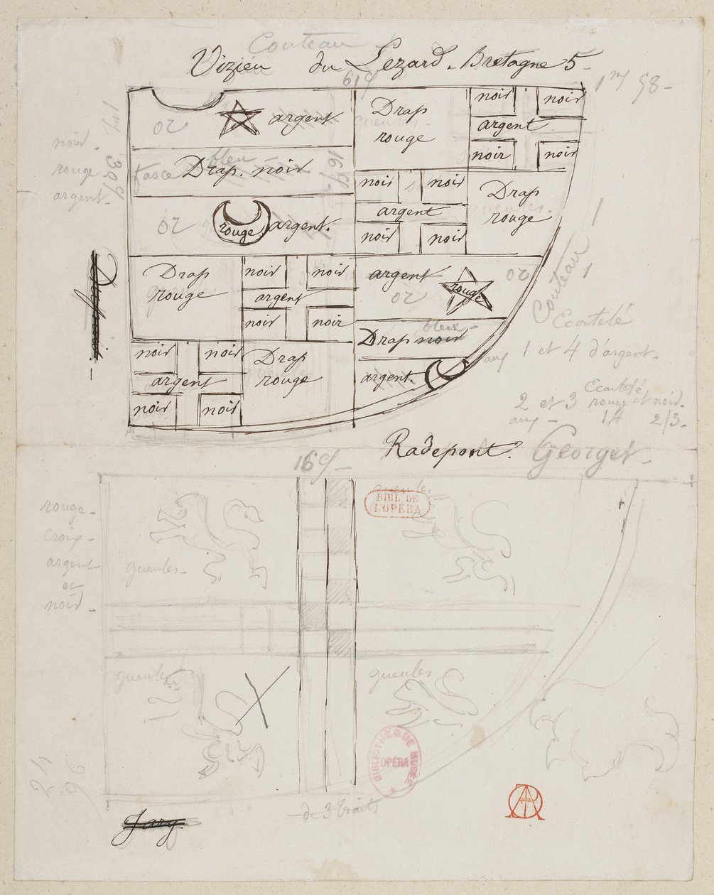 Halévy - La magicienne - Alfred Albertin pukumallit - 35 (vaakuna). Vizieu du Lézard, Bretagne. Couteau, Radepont, Georget... tekijältä Alfred Albert