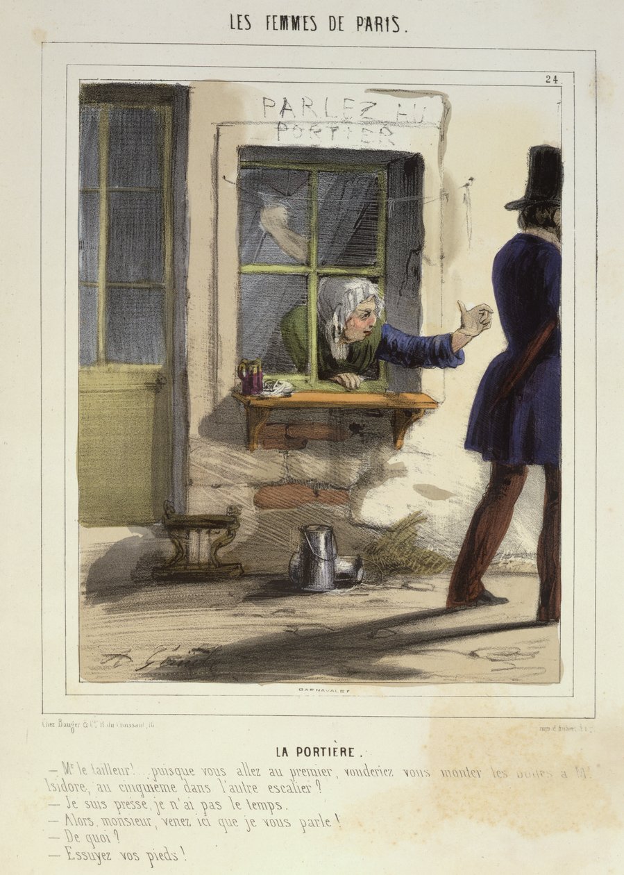 Concierge, Pariisin naiset, 1841-42 tekijältä Alfred Andre Geniole