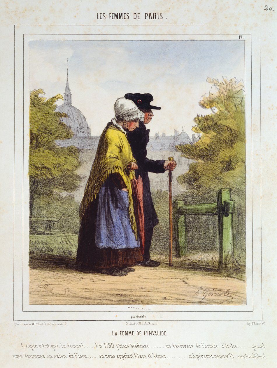Invalidien nainen, Pariisin naiset, 1841-42 tekijältä Alfred Andre Geniole