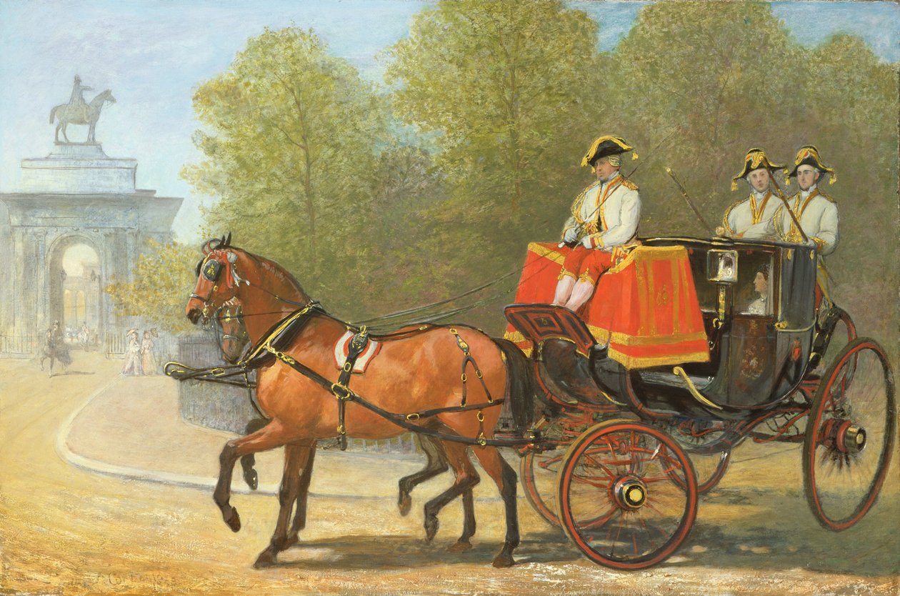 Paluu Hänen Majesteettinsa olohuoneesta, Hyde Park Cornerista, 1853 tekijältä Alfred Chantrey Corbould