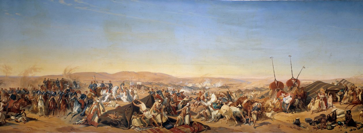 Algerian valloitus (1830-1847): "" Abd el Kaderin (Abd-el-Kader tai ibn Muhyi al-Din al-Hasani) (al Din al-Hasani) (1807-1883) Smalahin (Smalan) vangitseminen Aumalen herttua Taguinissa tekijältä Alfred Charles Ferdinand Decaen