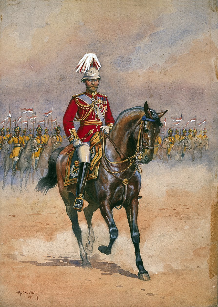 Hänen Majesteettinsa kuningas keisari, 1910, kuvitus "Armies of India" -majuri G.F. MacMunn, pubi. 1911 v tekijältä Alfred Crowdy Lovett