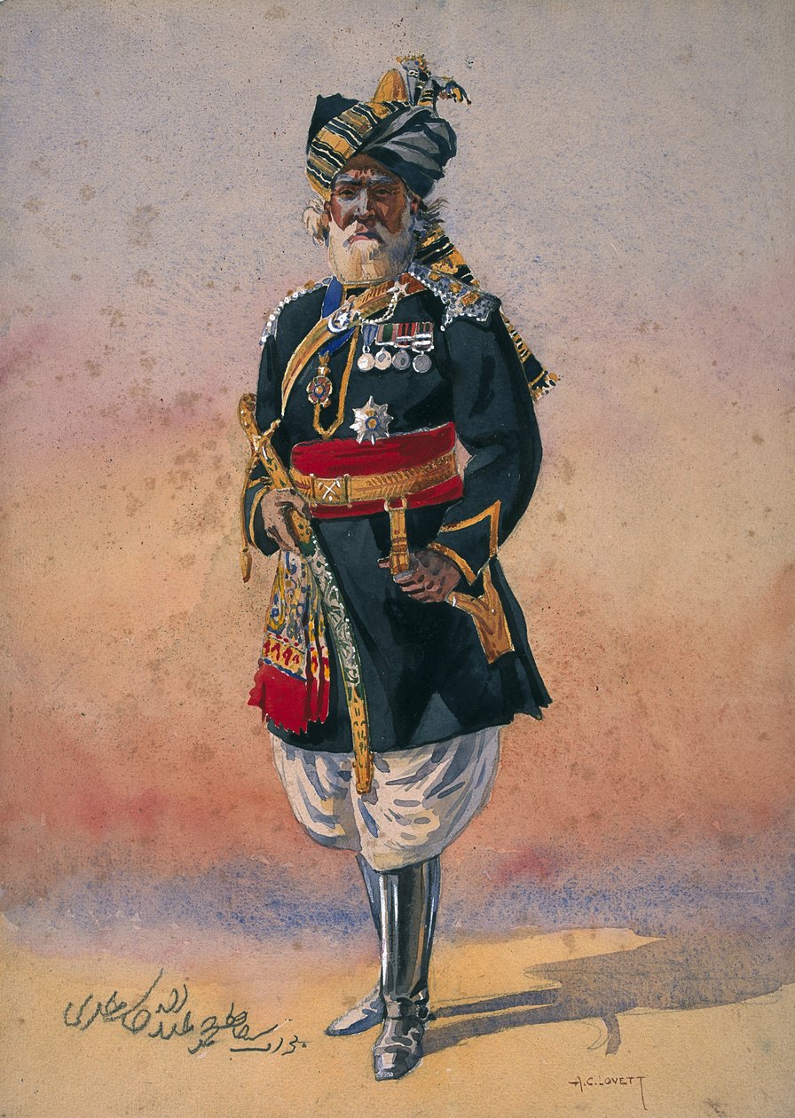 Honorary Native Commandment Nawab Sir Hafiz Muhammad Abdullah Khan, KCIE, kuvitus "Armys of India" -majuri G.F. MacMunn, julkaistu 1911, 1910 tekijältä Alfred Crowdy Lovett