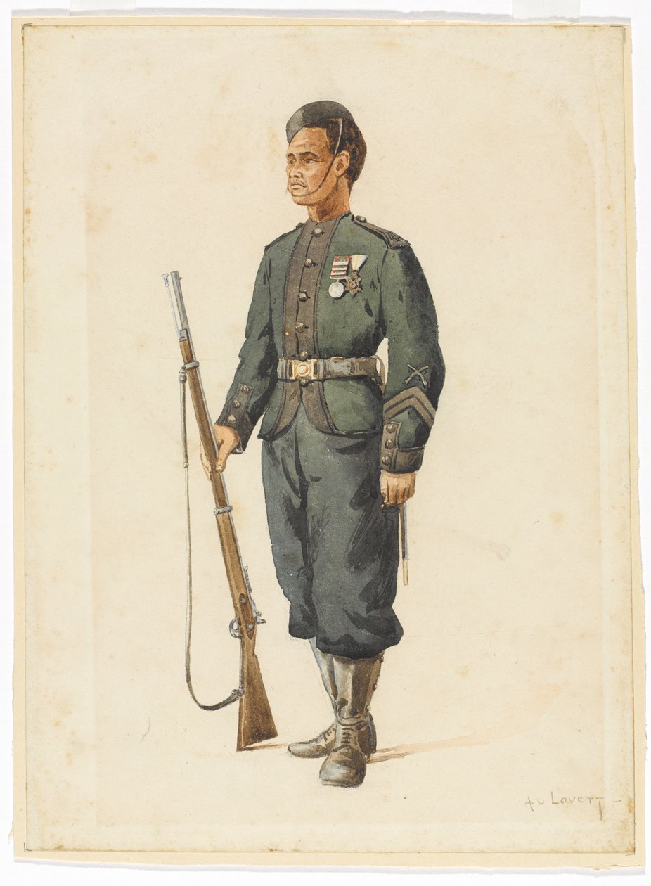 4. Gurkha-rykmentin kivääri harjoitusjärjestyksessä tekijältä Alfred Crowdy Lovett